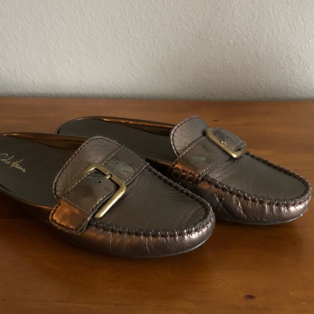 Cole Haan bronze metallic leather mule